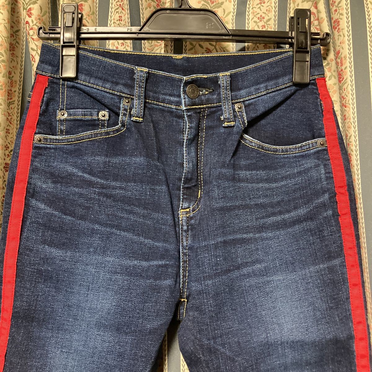  Hysteric Glamour боковой линия обтягивающие джинсы брюки 27 голубой Denim лодыжка длина высокий laiz стрейч тонкий 