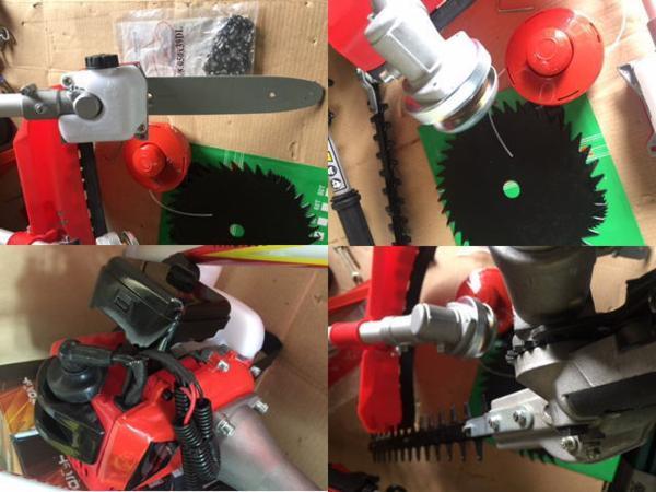 1台4役 草刈機 ヘッジトリマー チェーンソー ナイロンカッター 交換自在 軽量エンジン25.4cc 高枝切り バリカン 新品 4