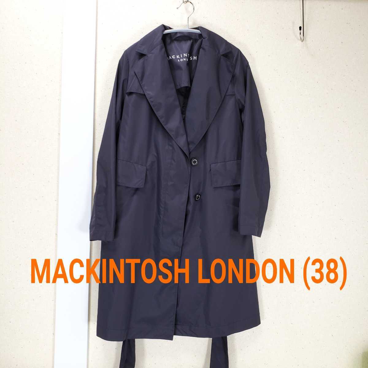 美品◆MACKINTOSH LONDON マッキントッシュ ロンドン ナイロン トレンチコート/ロングコート/春夏秋(38)ネイビー