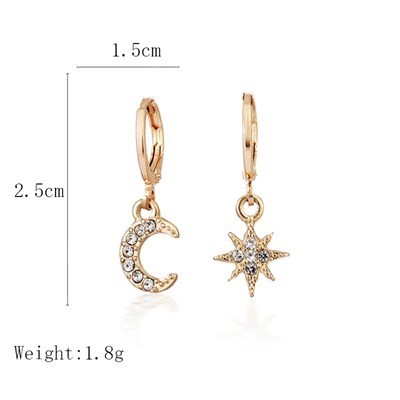  earrings Gold star month asime rhinestone lady's Korea Star moon earrings Classic fashonabru. what ..#C573-4