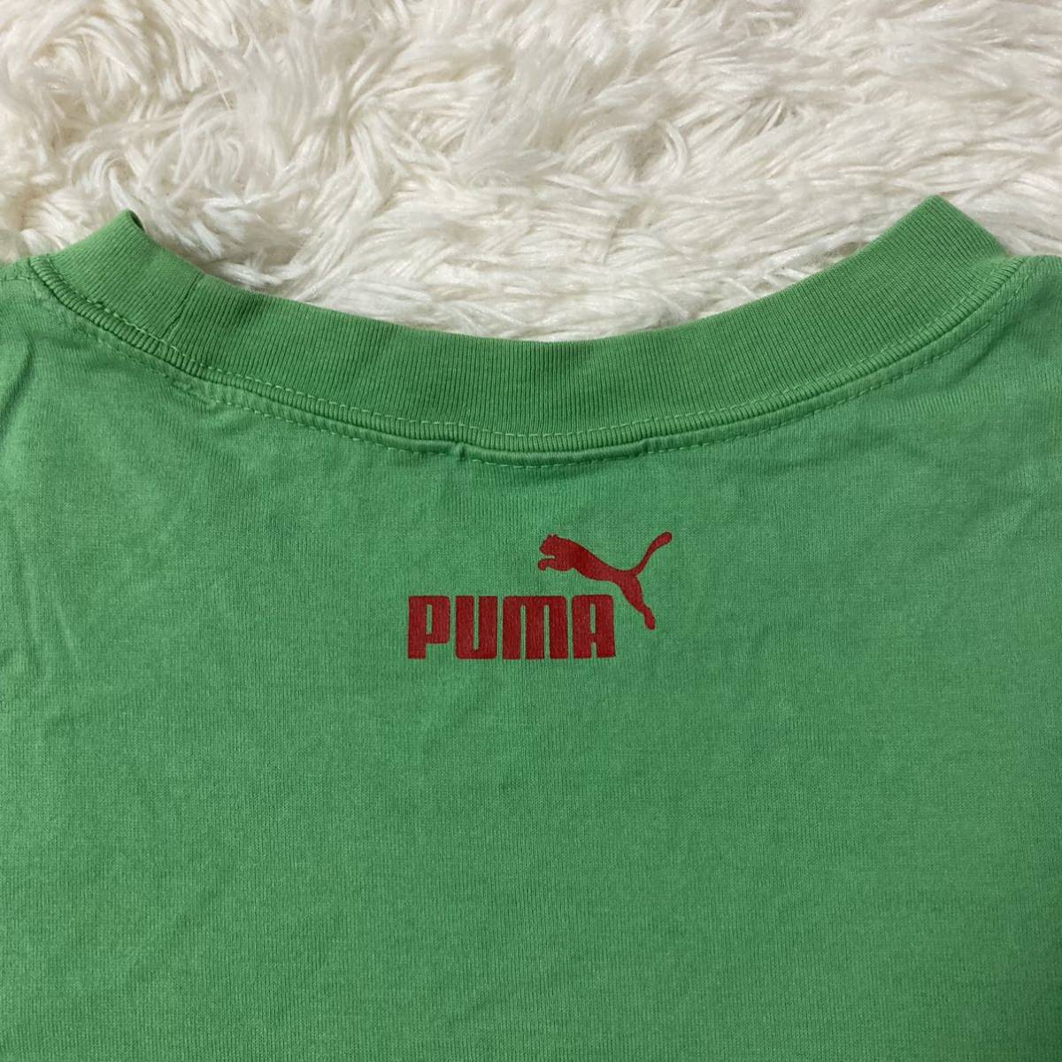BB0GAF-N00084　puma プーマ　Tシャツ　半袖　黄緑　イエローグリーン　ロゴ　キッズ 160_画像6