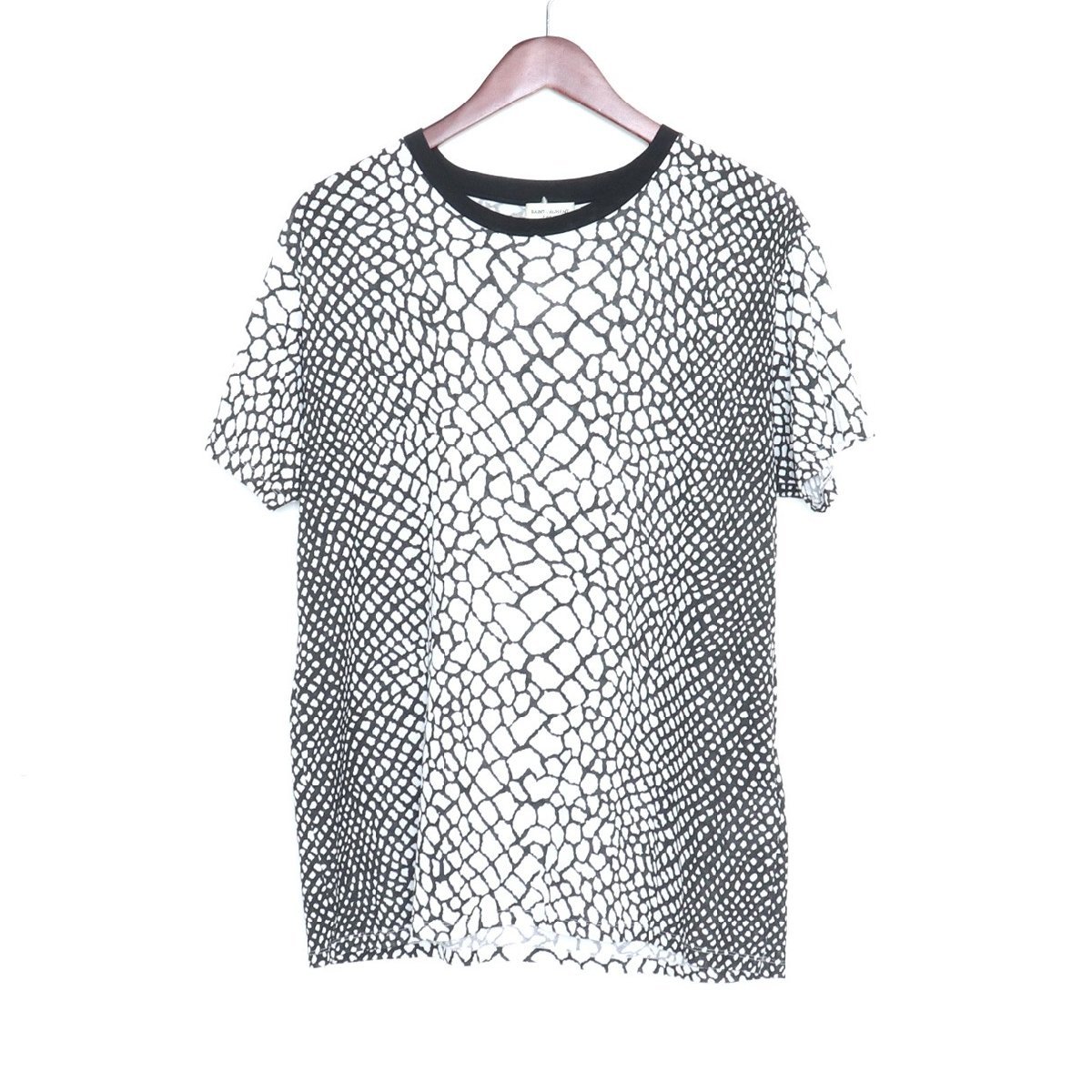 サンローランパリ SAINT LAURENT PARIS クロコダイルプリントTシャツ 半袖カットソー ホワイト/ブラック Mサイズ 393499_画像1