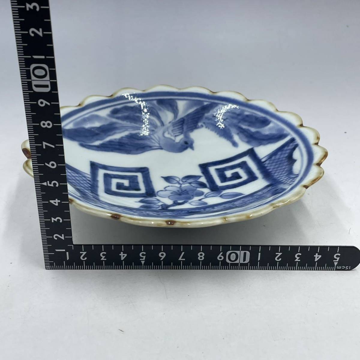 DD31 希少 染付 渦福 柿右衛門 藍柿右衛門 中皿 図 古伊万里 時代 骨董
