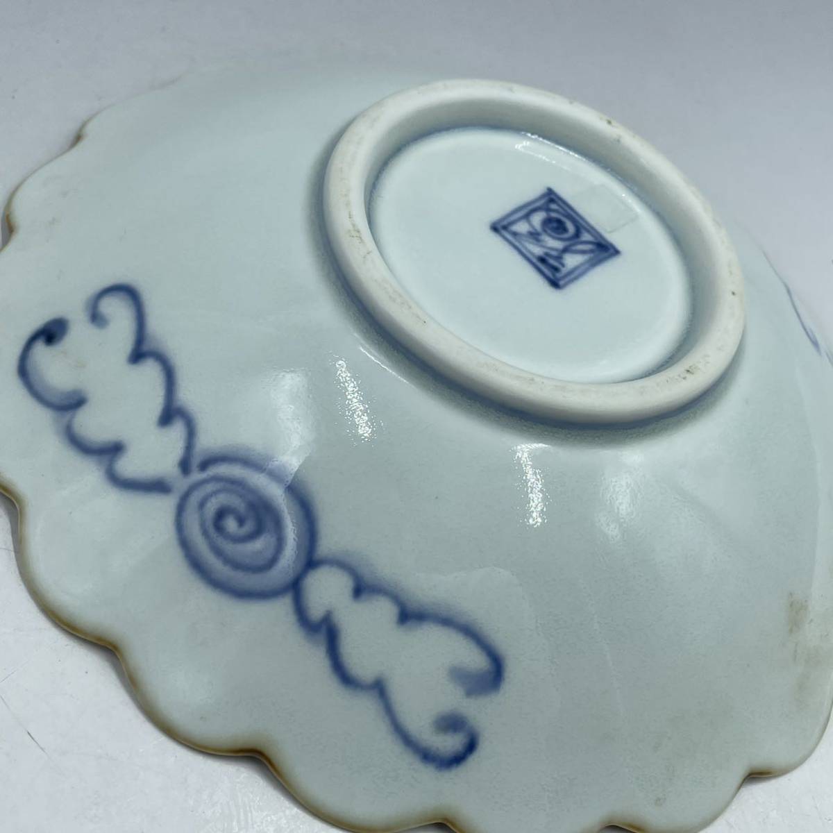 DD31 希少 染付 渦福 柿右衛門 藍柿右衛門 中皿 図 古伊万里 時代 骨董