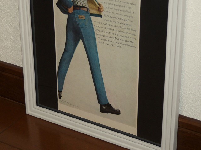 1966年 USA vintage 洋書雑誌広告 額装品 Wrangler ラングラー / 検索用 ジャケット ジーンズ 店舗 ガレージ 看板 ポスター ディスプレイ _画像3