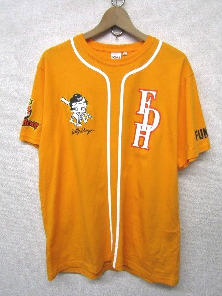 V0873：ソフトバンクホークス softbank HAWKS プロ野球 Betty Boop ベティ 半袖Tシャツ/黄/LL カットソー 半袖カットソー 半袖シャツ ：35_画像1