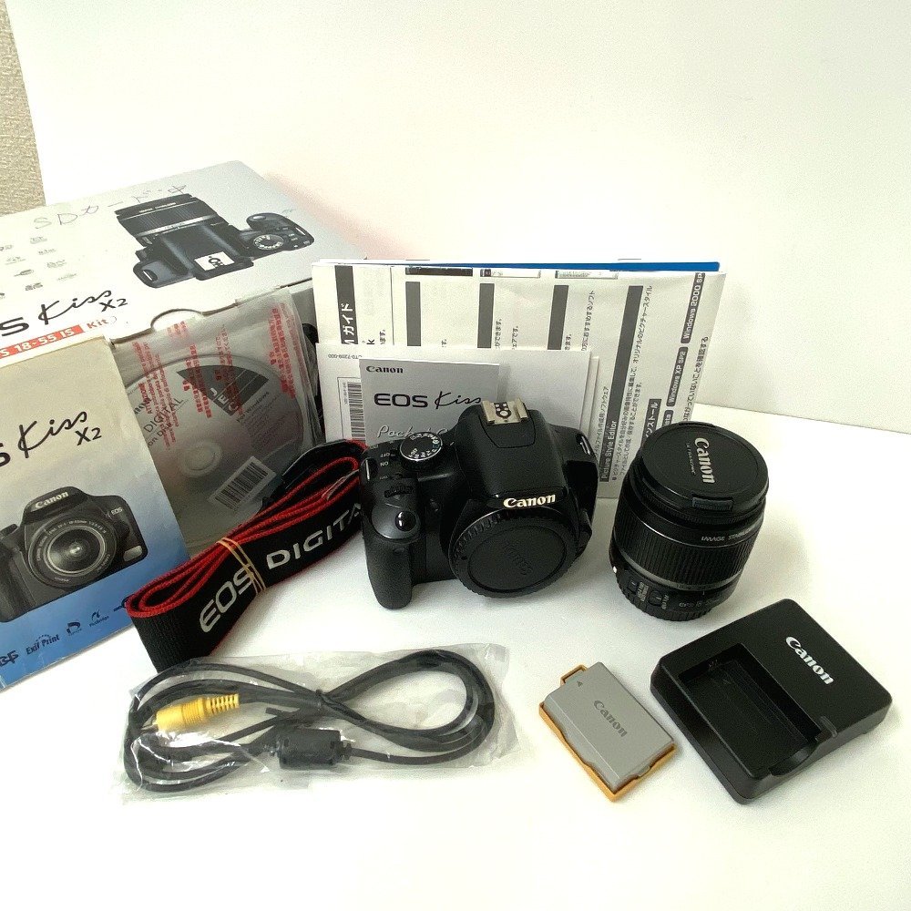 送料無料】Canon キャノン デジタル一眼レフカメラ EOS Kiss X2 レンズキット (EF-S18-55mm F3.5-5.6 IS)  KISSX2-LKIT 【Ae631842】
