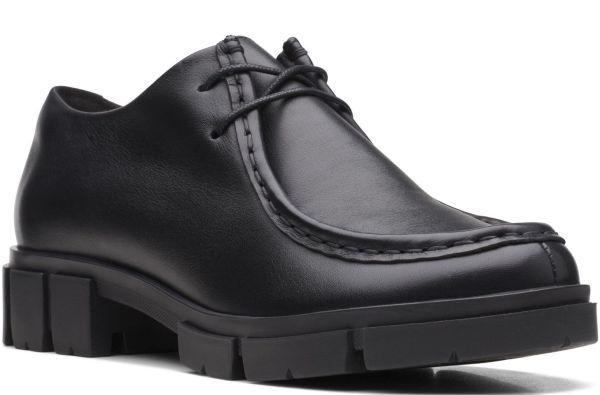 Clarks 26cm チャンキー レースアップ レザー ブラック ドレス ヒール ローファー フラット ブーツ スニーカー パンプス RRR56_画像1