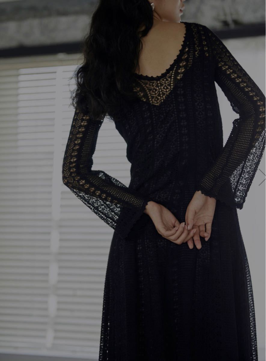 MEDI LACE MESH KNIT FLARE DRESS