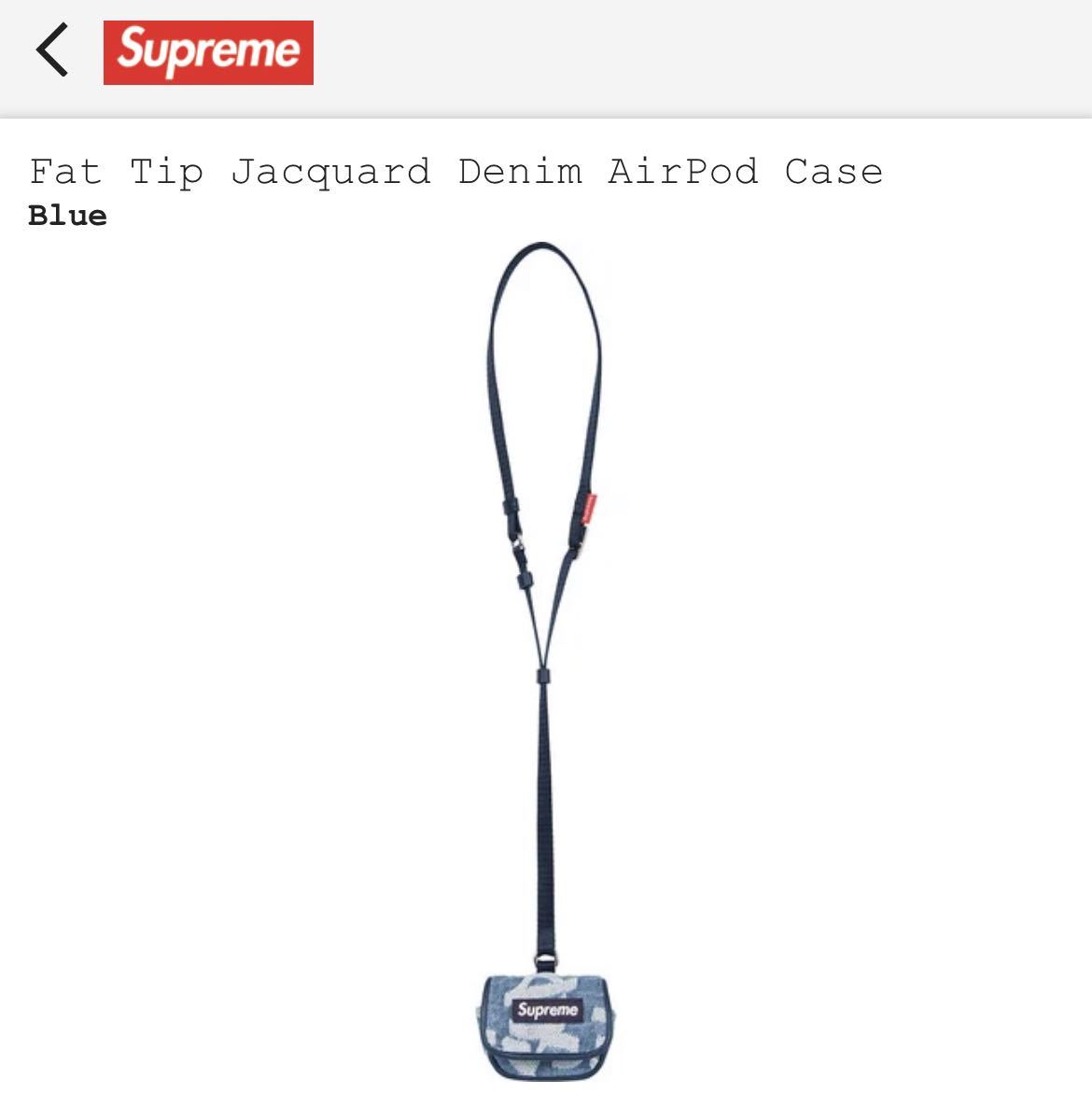 新品 SUPREME (シュプリーム)] Supreme Fat Tip Jacquard Denim AirPod Case ブルー