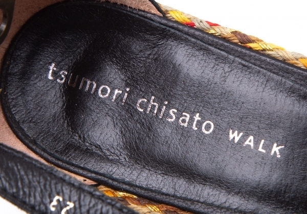 ツモリチサトTSUMORI CHISATO WALK 編み込みグラディエーターヒールサンダル 黒23 【レディース】_画像10