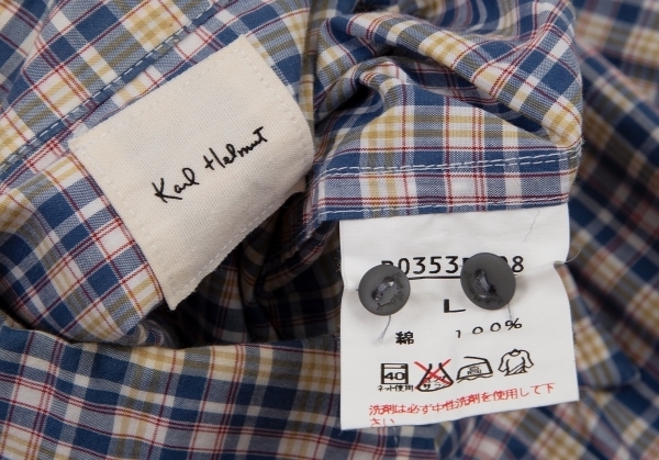  Karl hell mKarl Helmut over check button down shirt blue multi L [ men's ]