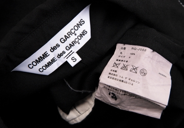 コムコム コムデギャルソンCOMME des GARCONS ウールホワイトステッチデザインジャケット 黒S 【レディース】_画像10