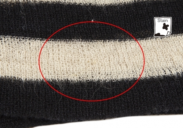  Jurgen Lehl JURGEN LEHLlinen border short sleeves knitted tops black beige M [ lady's ]