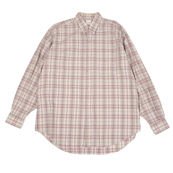  Karl hell mKarl Helmutma gong s check button down long sleeve shirt gray tea other L [ men's ]