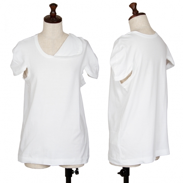 コムデギャルソンCOMME des GARCONS カッティングデザインTシャツ 白S 【レディース】