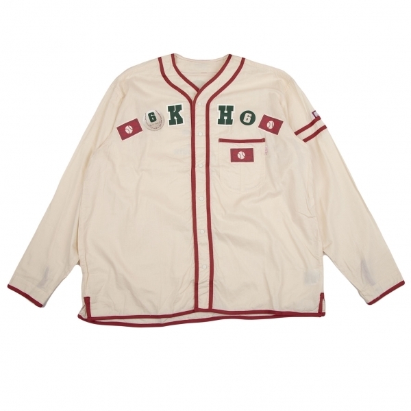  Karl hell mKarl Helmut cotton bachi Baseball shirt unbleached cloth red M [ men's ]