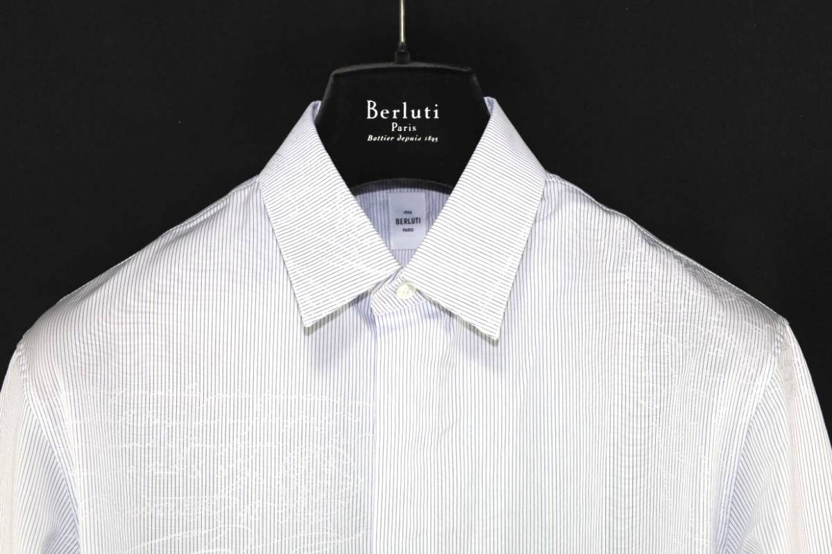 定価11万 新品 BERLUTI 全面カリグラフィーストライプシャツ R38 M