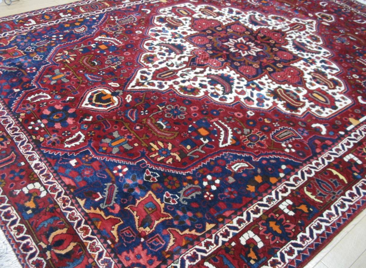 1000￥start ペルシャ絨毯 302x205 手織り バクティヤリ産 AB397 クリーニング済み Persia carpet