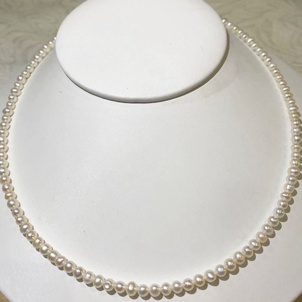 天然真珠3.6mmベビーパール本真珠ネックレス Pearl jewelry SILVER necklace_画像2