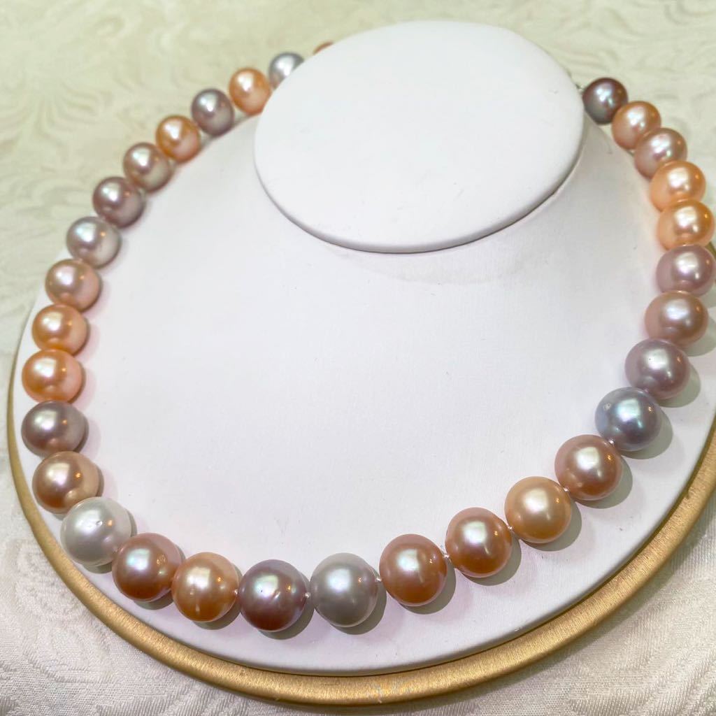 南洋真珠貴重な色合い！12-14mm大珠 天然 Pearl jewelry マルチカラー 天然無調色_画像1