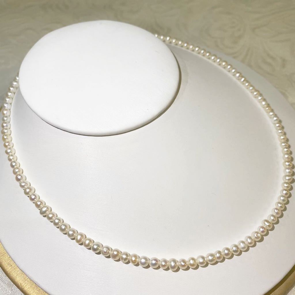 天然真珠3.6mmベビーパール本真珠ネックレス Pearl jewelry SILVER necklace_画像1