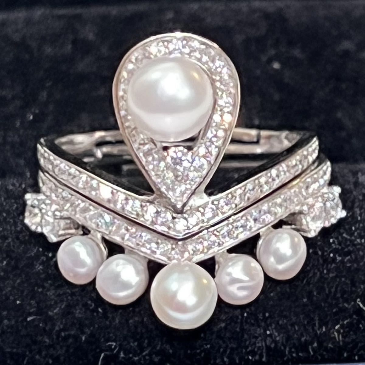 天然真珠デザインリング5mm フリーサイズ　k18仕上げ　パールリング　真珠指輪_画像6