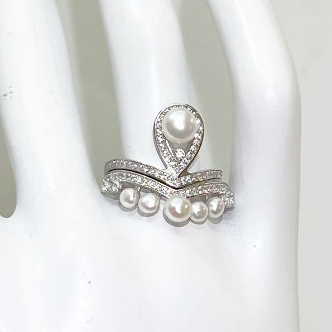 天然真珠デザインリング5mm フリーサイズ　k18仕上げ　パールリング　真珠指輪_画像4
