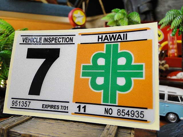 ハワイの車検バンパーステッカー　レプリカ（7月）　アメリカ雑貨 アメリカン雑貨_画像2
