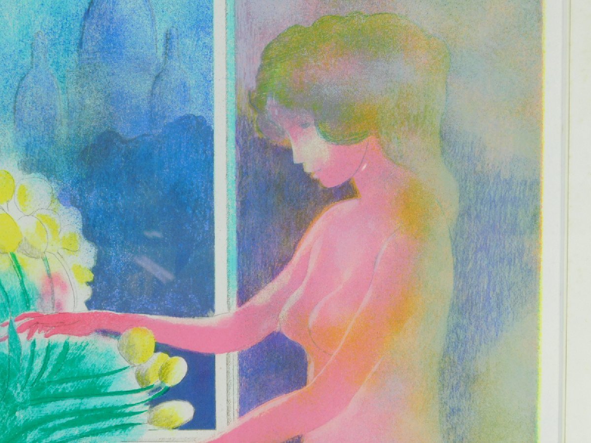 ポール ギヤマン 裸婦と花 リトグラフ 版画 額装 フランス人画家 OK1773(石版画、リトグラフ)｜売買されたオークション情報、yahoo