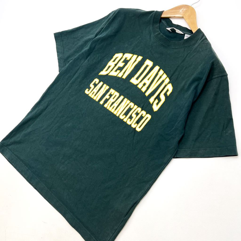 ベンデイビス ☆ BEN DAVIS カレッジ プリント 半袖 Tシャツ L グリーン US配色◎ 定番 アメカジ スタイル ストリート 古着MIX■DA170_画像1