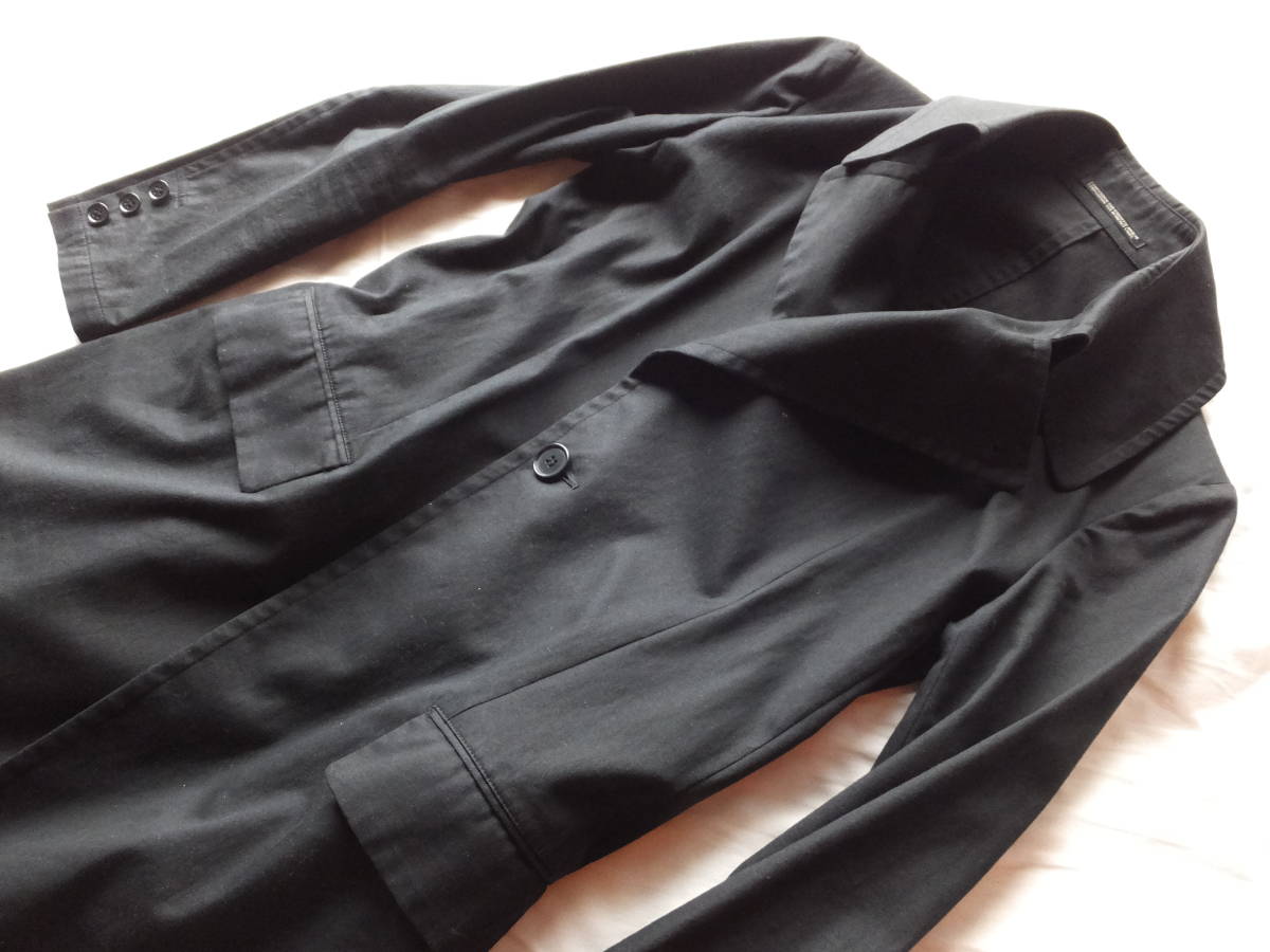 Yohji Yamamoto +NOIR ヨウジ ヤマモト +ノアール ブラック コットン コート 薄手素材 サイズ1 黒 日本製の画像7