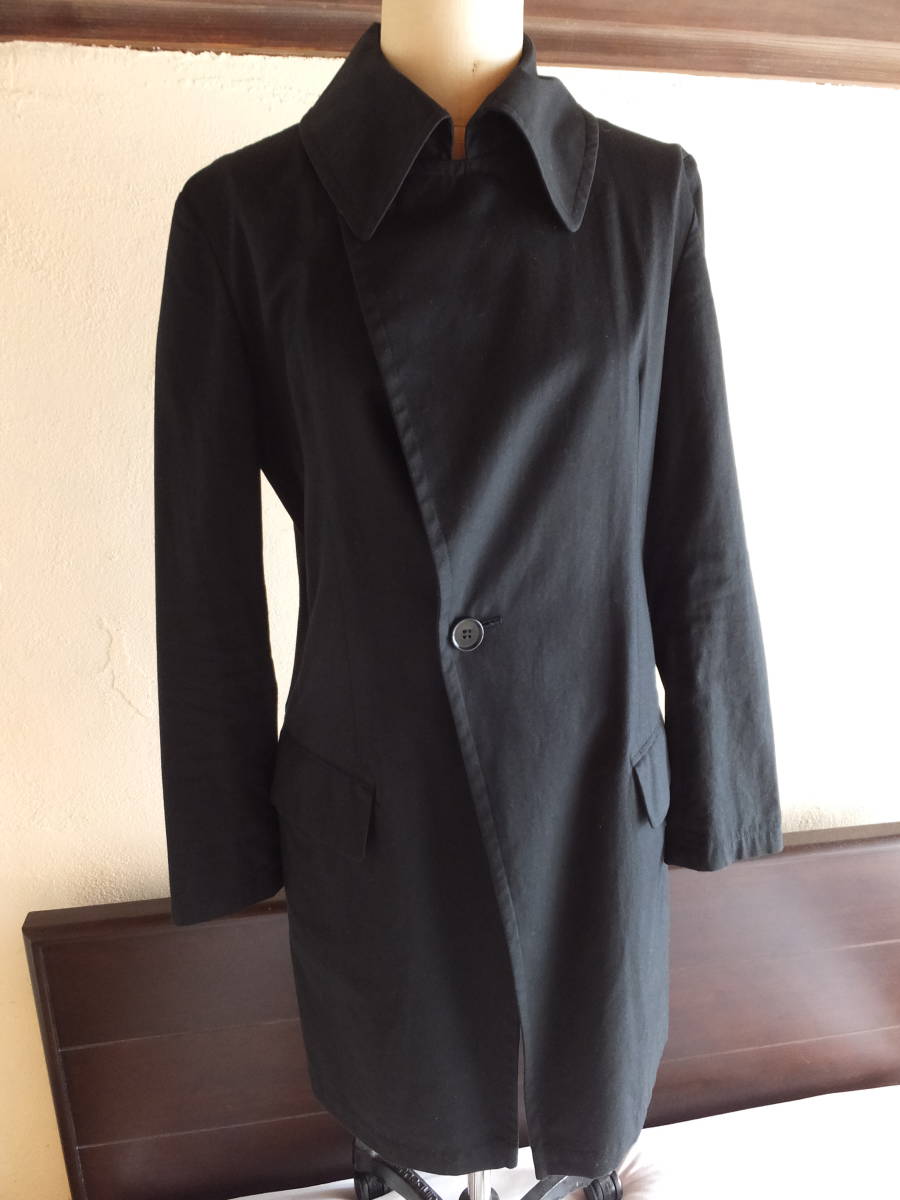 Yohji Yamamoto +NOIR　ヨウジ ヤマモト +ノアール　ブラック　コットン　コート　薄手素材　サイズ1　黒　日本製