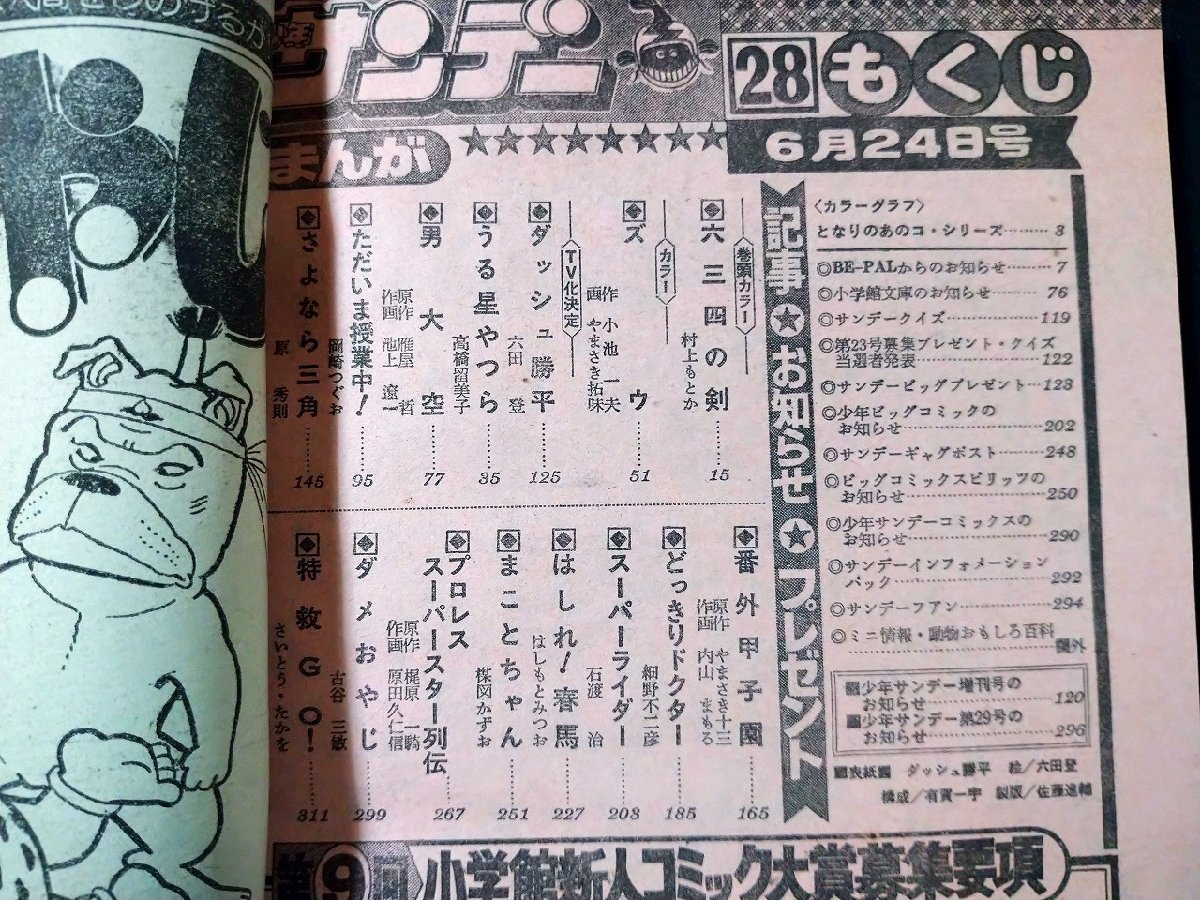 ｆ#　週刊少年サンデー　1981年6月24日号　No.28　六三四の剣　うる星やつら　小学館　/A10_画像2