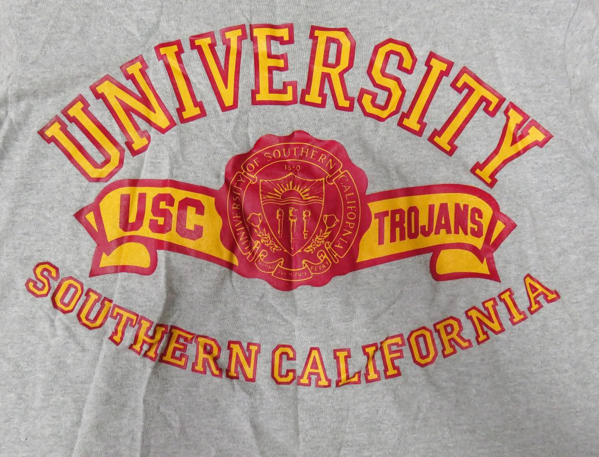 正規品 NCAA ヘインズ製 アメリカ製 USC・トロジャンズ/南カルフォルニア大学～半袖 Tシャツ～グレー 大学 マグワイア バレンタイン_画像4