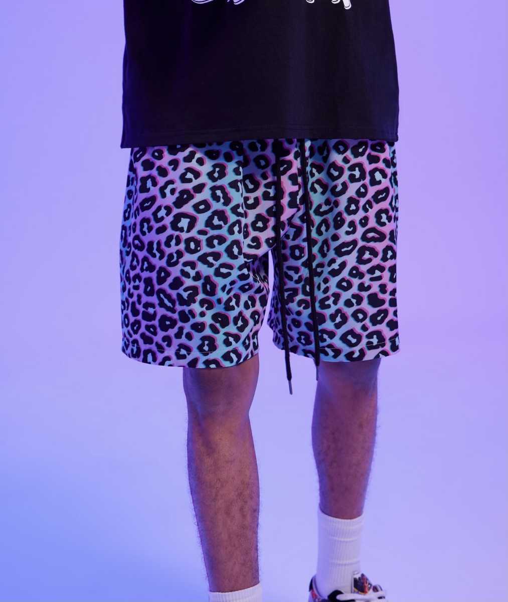 ドローストリング ショート パンツ ハーフ ヒョウ柄 ヒップホップ L