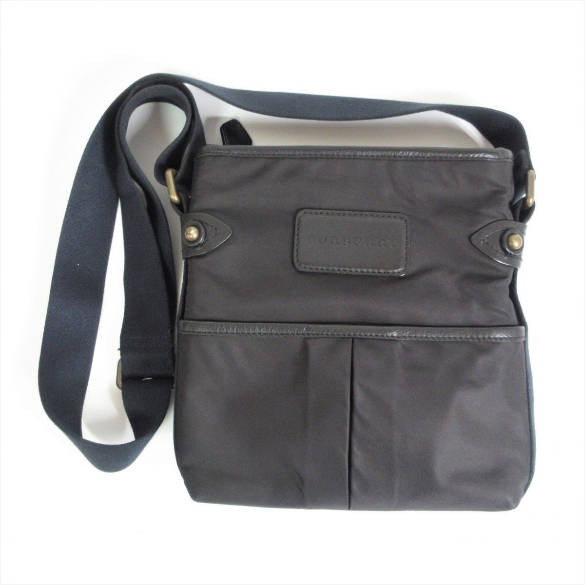 美品 Burberry バーバリー 裏地ノバチェック柄 ナイロン×レザー
