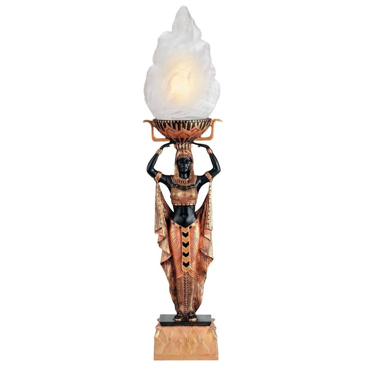 古代エジプトスタイル彫刻テーブルランプ 照明 ブロンズ風彫像/ エスニックレストラン カフェ(輸入品)