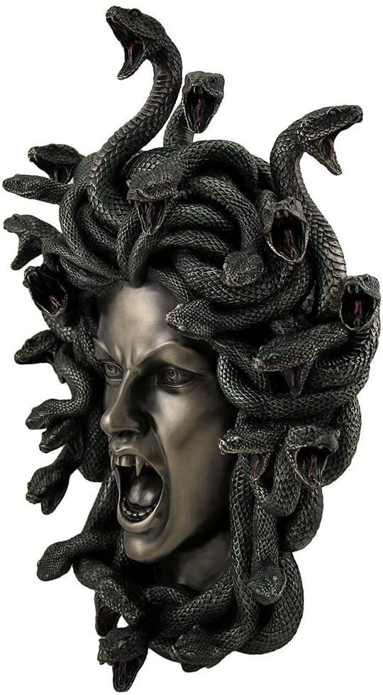 古代ギリシャ神話 毒蛇の頭髪を持った、メデューサ(メドゥーサ)の頭、顔彫刻 ゴルゴーン彫像（輸入品）_画像2
