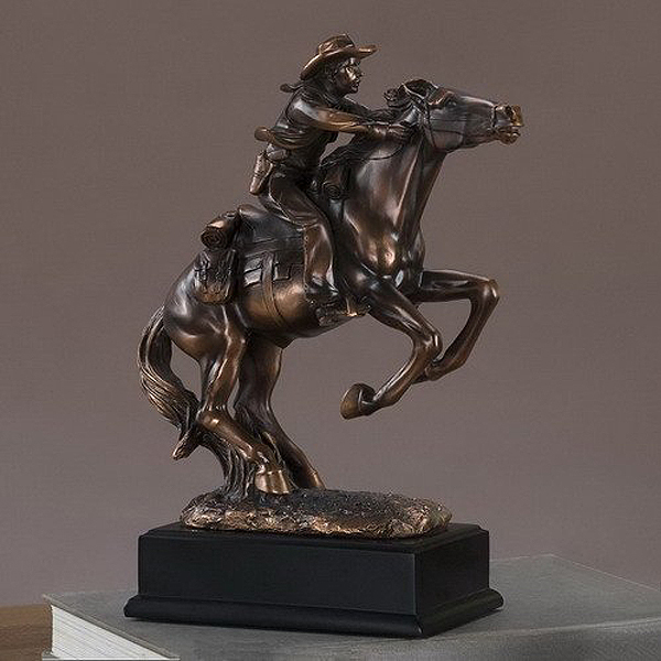 価格は安く 西部のカウボーイ 馬に乗る ブロンズ風仕上げ 彫像 ハリウッド（輸入品 開拓時代 アメリカ合衆国 ウエスタン 彫刻/ 洋風
