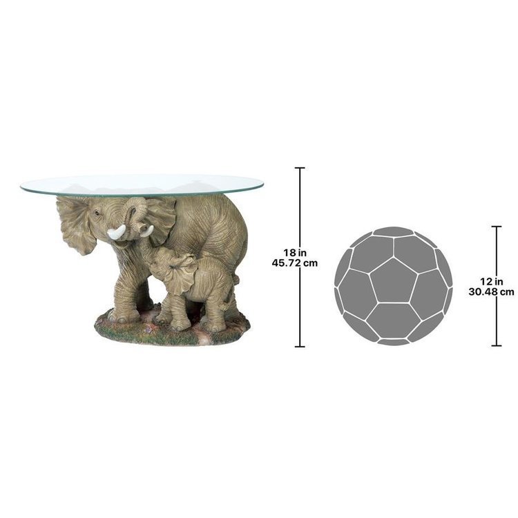 象の親子 彫刻台座 ガラストップ コーヒーテーブル アフリカ装飾彫像/ アフリカン エスニックカフェ（輸入品）_画像7
