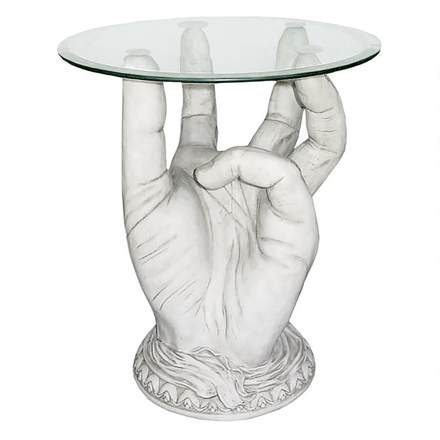 「あなたのサービスで」彫刻台座 ガラス・トップ テーブル彫像 彫刻/ カフェ パブ レストラン スナック（輸入品_画像2