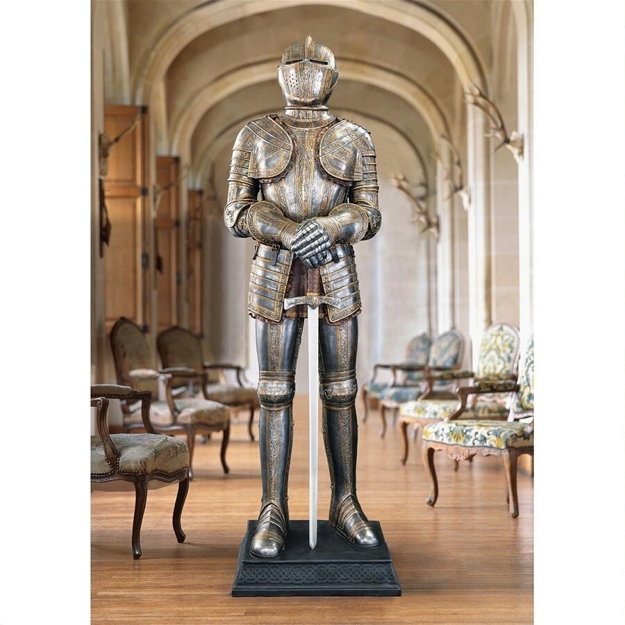長剣を持つ中世騎士 西洋甲冑鎧彫刻 彫像レプリカ/社長室 貴賓室 VIPルーム プレイルーム(輸入品)