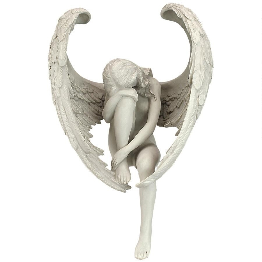 苦悩する長い翼の天使 座像 彫像 彫刻置物 イヴリン・メイヤーズ・ハートリー作（輸入品）_画像4