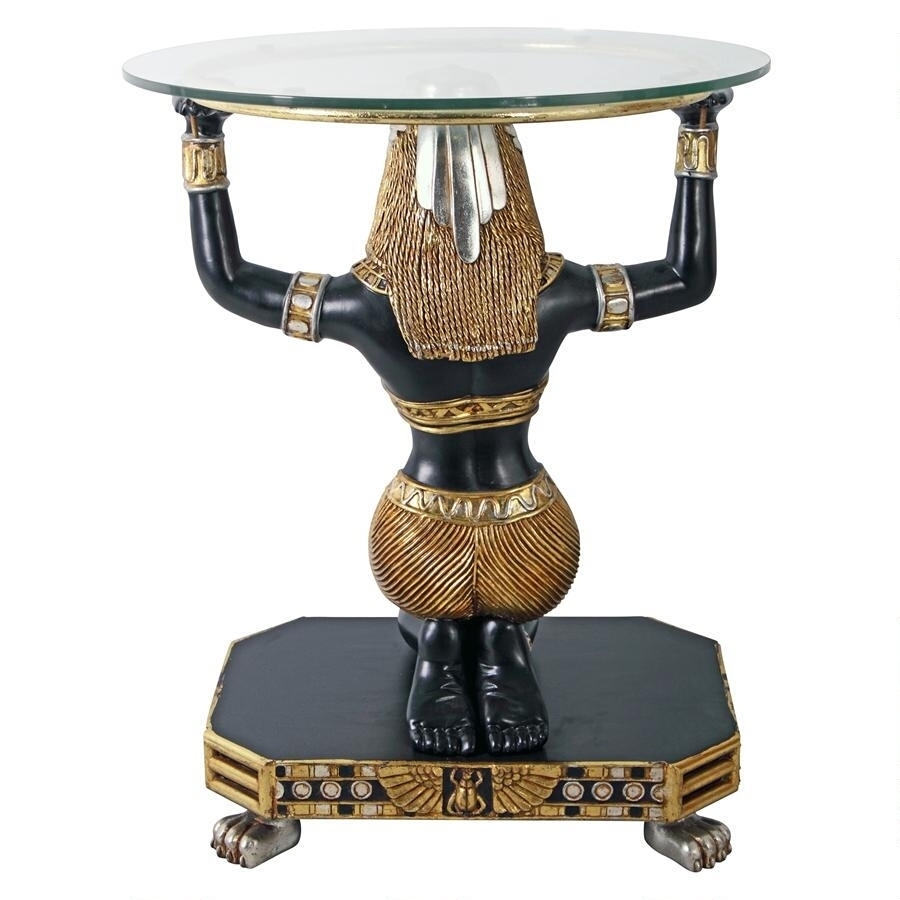 古代エジプトの女神 マアト 台座彫刻:ガラス張りのコンソール・テーブル彫像/エスニックレストラン(輸入品 古代エジプトの女神 マアト 台座彫刻:ガラス張りのコンソール・テーブル彫像/エスニックレストラン(輸入品