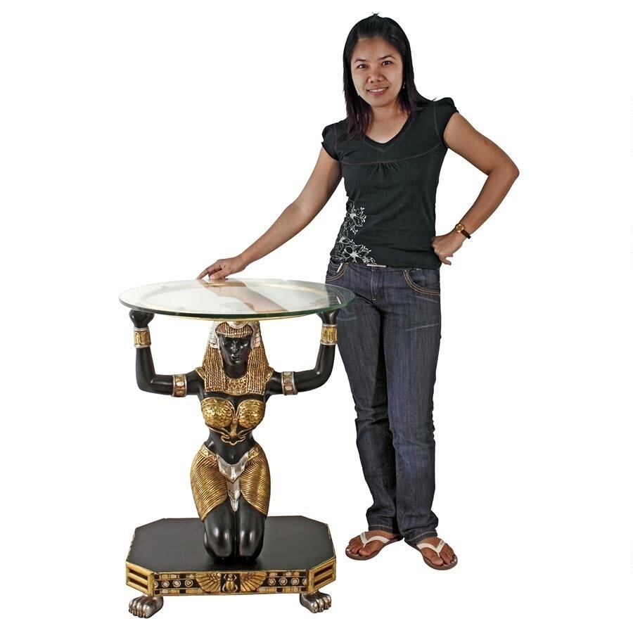 古代エジプトの女神 マアト 台座彫刻:ガラス張りのコンソール・テーブル彫像/エスニックレストラン(輸入品 古代エジプトの女神 マアト 台座彫刻:ガラス張りのコンソール・テーブル彫像/エスニックレストラン(輸入品