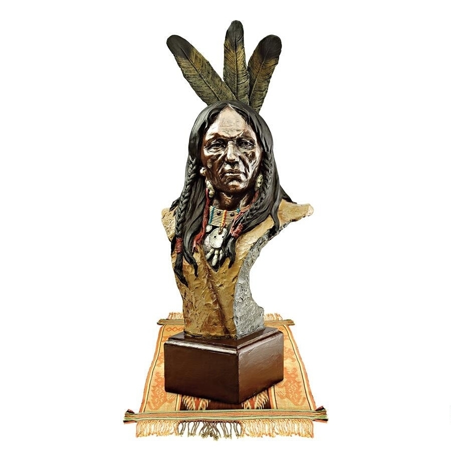 気高い 部族の酋長 インディアン胸像 彫刻 彫像/ アパッチ スー 大西部 ウエスタン バッファロー（輸入品