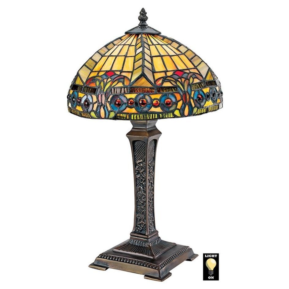 カーライル・ボザール様式のステンドグラス・ランプ 彫刻台座 テーブル・ランプ彫像 照明（輸入品