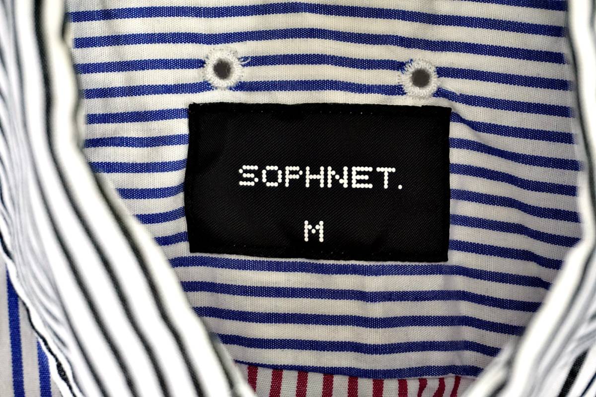 J200　ソフネット　SOPHNET　ボタンダウンシャツ　BDシャツ　ストライプ柄　半袖シャツ　M　_画像3