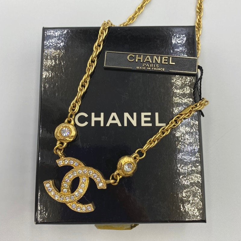 CHANEL ラインストーン ネックレス ココマーク <アクセサリー>ゴールド金具 シャネル ヴィンテージ ストーン レディース 女性用